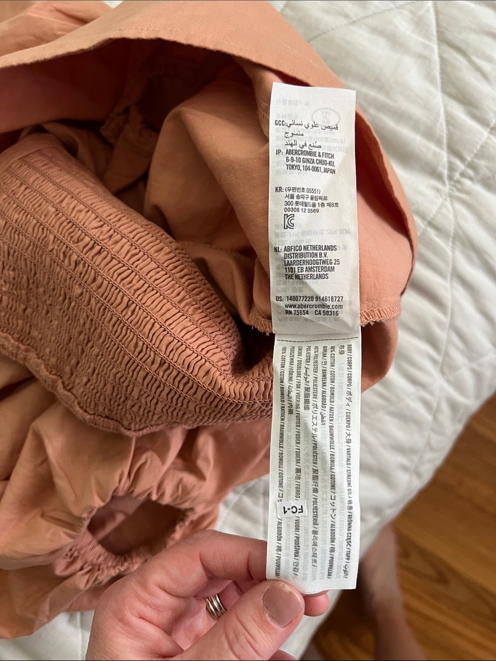 ABERCROMBIE & Fitch Blush Drama Puff Sleeve Poplin Top with O-Ring Small NWT - Picture 14 of 16